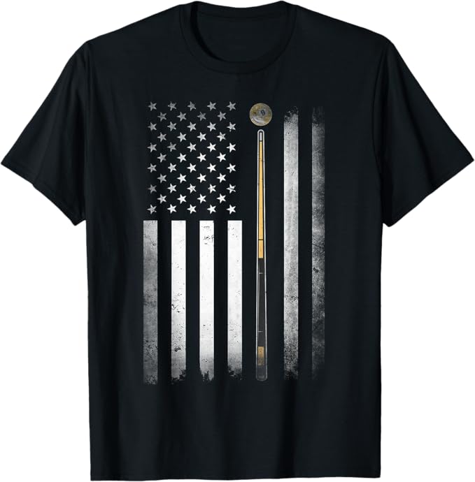 Billiards Pool Player Table USA US American Flag T-Shirt