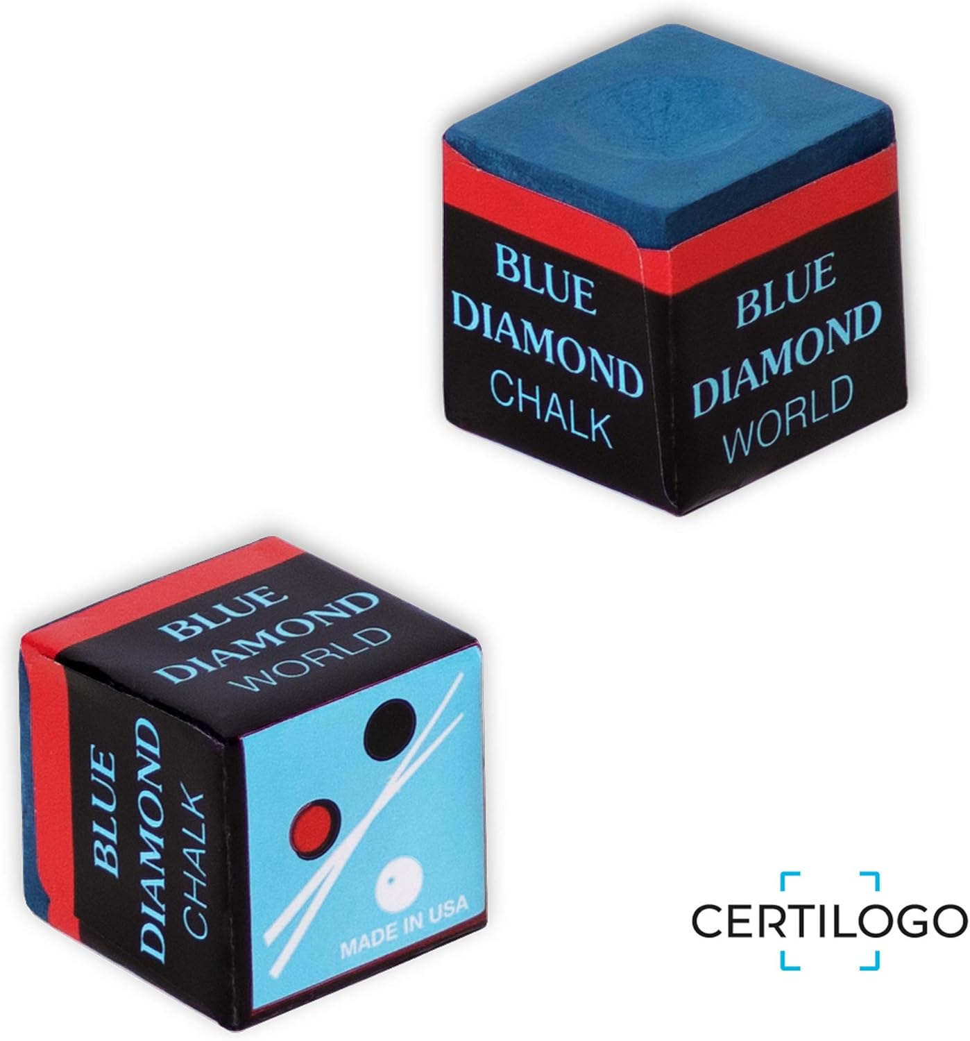 Blue Diamond Billiard Pool Cue Chalk w/Certilogo protection - 4 pcs by Longoni