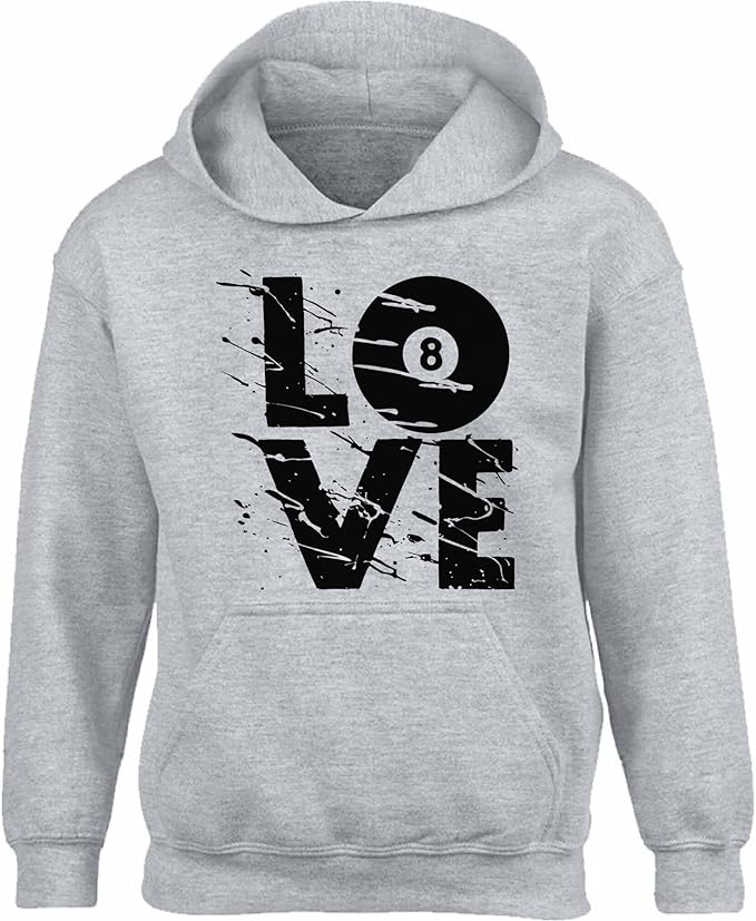 Vizor Unisex Distressed Love Billiards Hoodie Sweatshirt for Billiard Party Ball 8