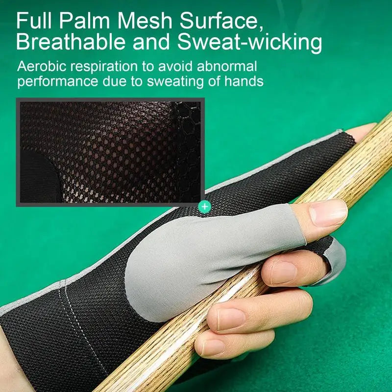 Billiards Glove Left Hand Three Finger Non-Slip