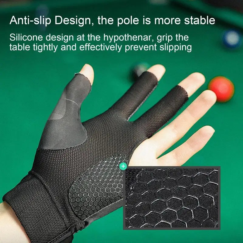 Billiards Glove Left Hand Three Finger Non-Slip