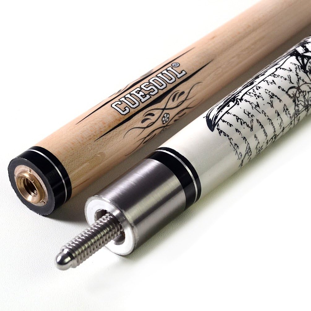 CUESOUL 58 inch 19/20/21 oz 1/2 Maple Pool Cue Stick Kit-Rockin Series
