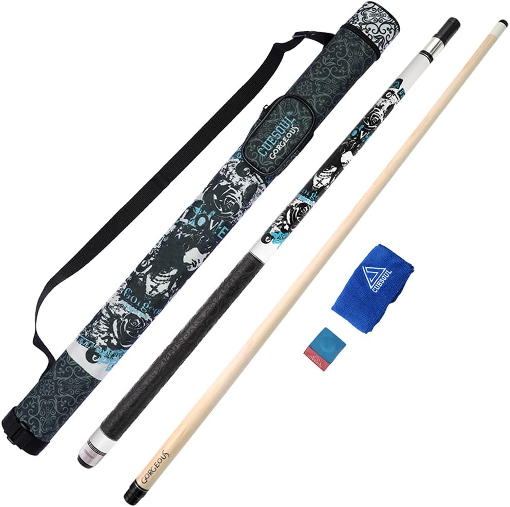 CUESOUL Gorgeous Rubber Grip 58 inch 19oz Pool Cue Stick 13mm Cue Tip-Sporty Elastic Polymer Grip Wrap