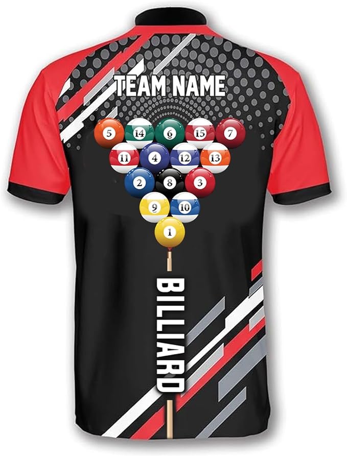 GABITA Personalized 3D Billiard Shirts for Men, Custom Polo Jersey for Billiard Team, Uniform Shirt for Billiards Player