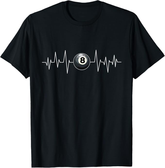 Billiard Hearbeat Line - 8 Ball Billiard Game Pool Player T-Shirt