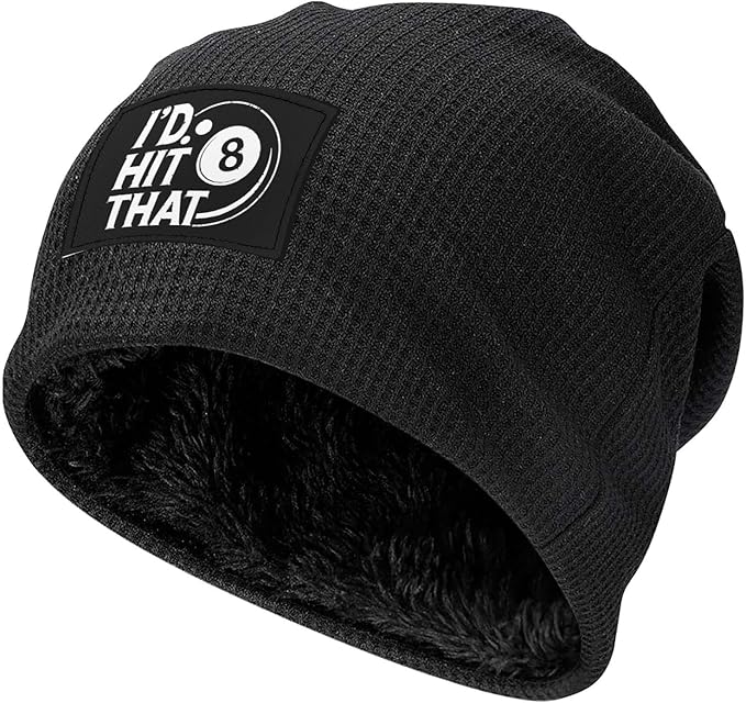 I'd Hit That Billiards 8 Ball Winter Beanie Hat Unisex Warm Beanies Knit Ski Stocking Cap Black