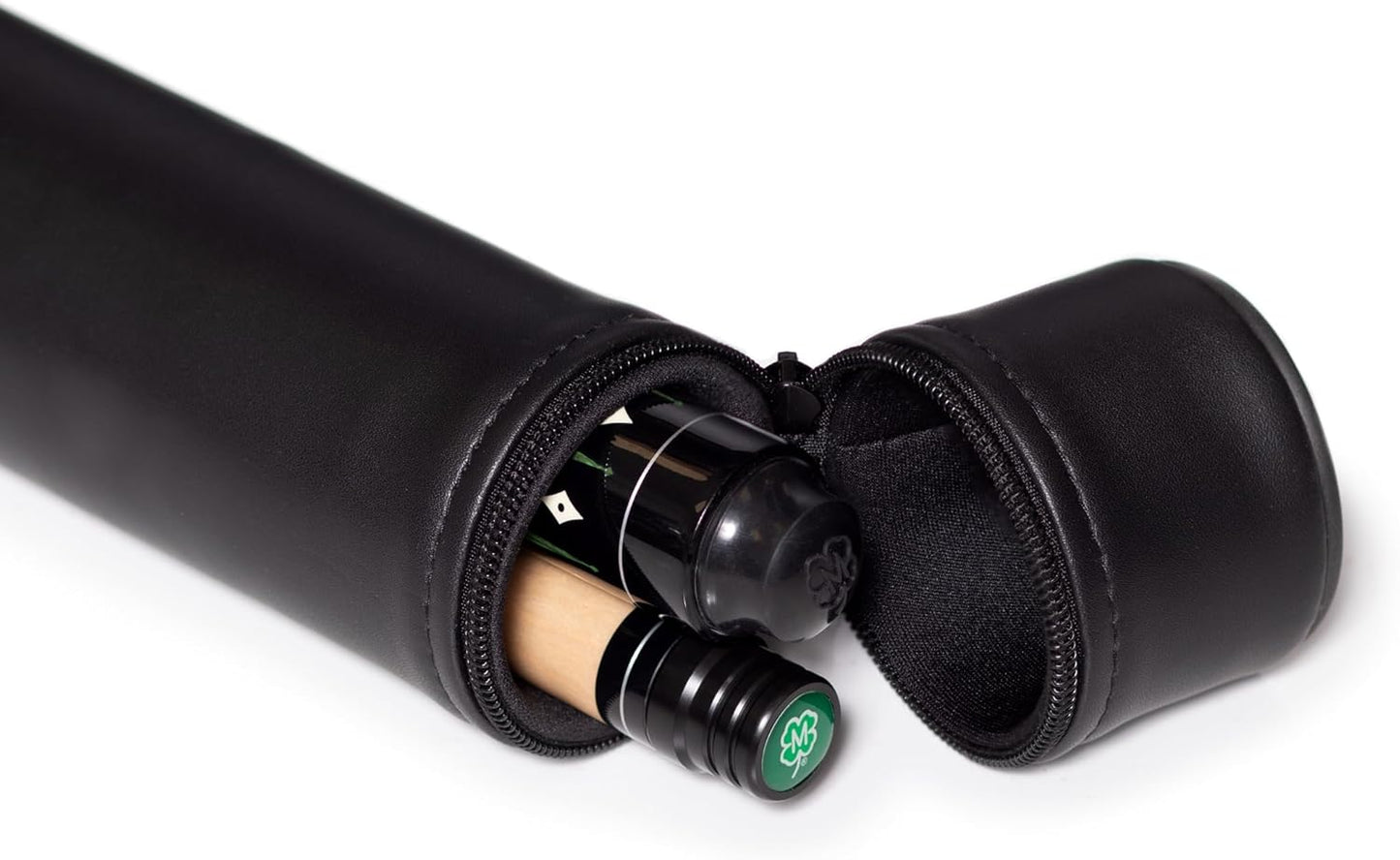McDermott 1x1 Hard Round Vinyl Pool/Billiard Cue Case - Black w/Clover