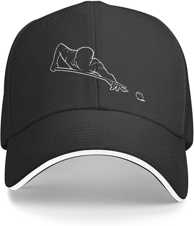 Retro Vintage Pool-Billiard-Players Hat Wide Brim Baseball Cap Adjustable Low Profile