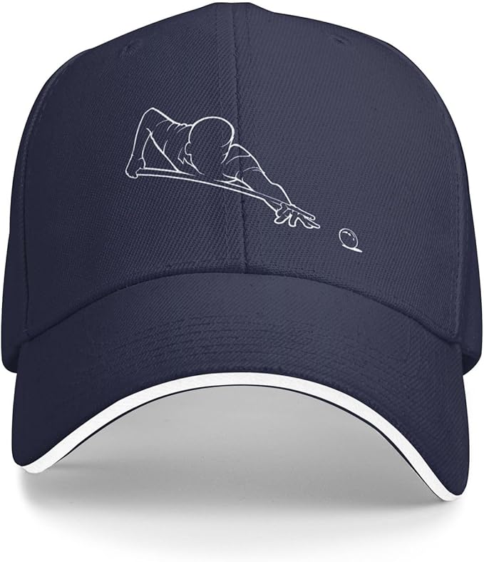 Retro Vintage Pool-Billiard-Players Hat Wide Brim Baseball Cap Adjustable Low Profile
