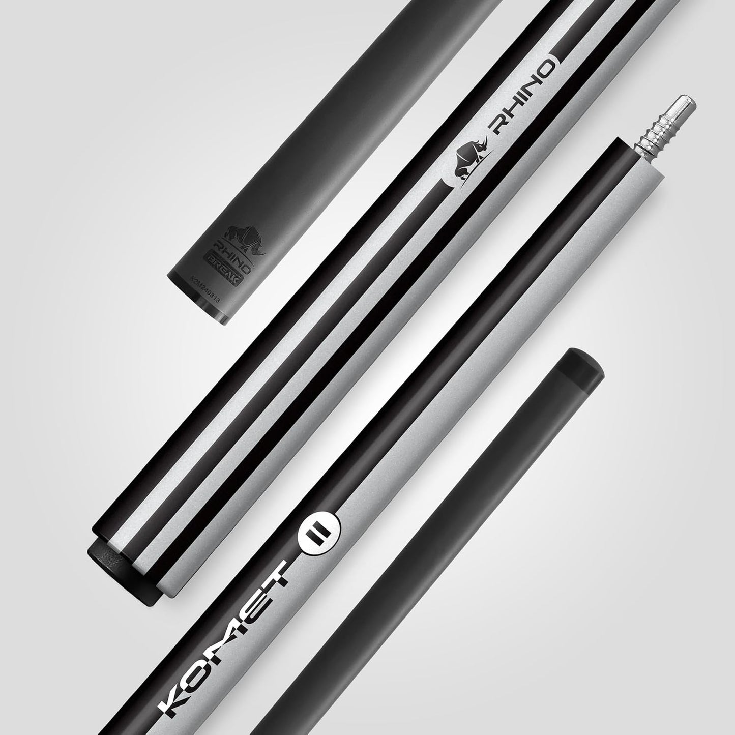 RHINO Break Cue - 100% Carbon Fiber Shaft & Composite Butt, Pro Taper, Powerful, Precise and Fashionable Design
