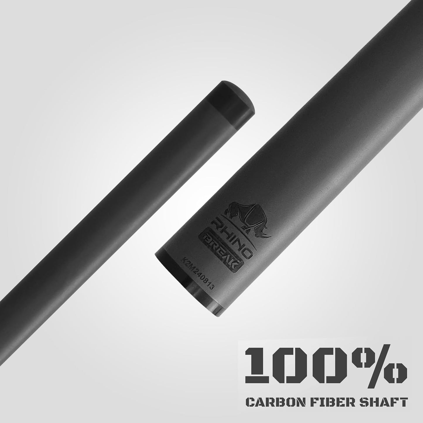 RHINO Break Cue - 100% Carbon Fiber Shaft & Composite Butt, Pro Taper, Powerful, Precise and Fashionable Design