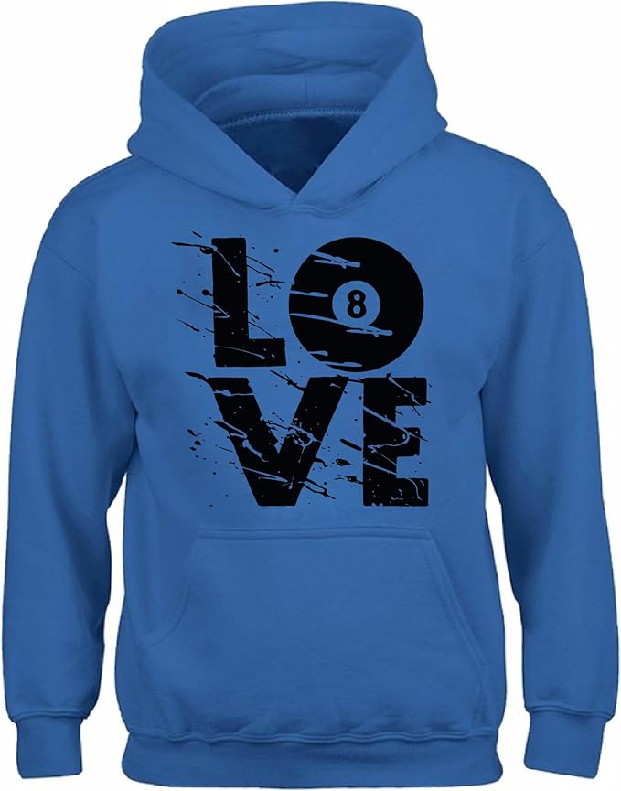 Vizor Unisex Distressed Love Billiards Hoodie Sweatshirt for Billiard Party Ball 8