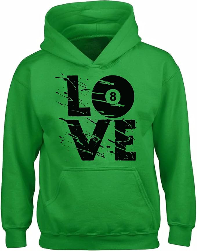 Vizor Unisex Distressed Love Billiards Hoodie Sweatshirt for Billiard Party Ball 8
