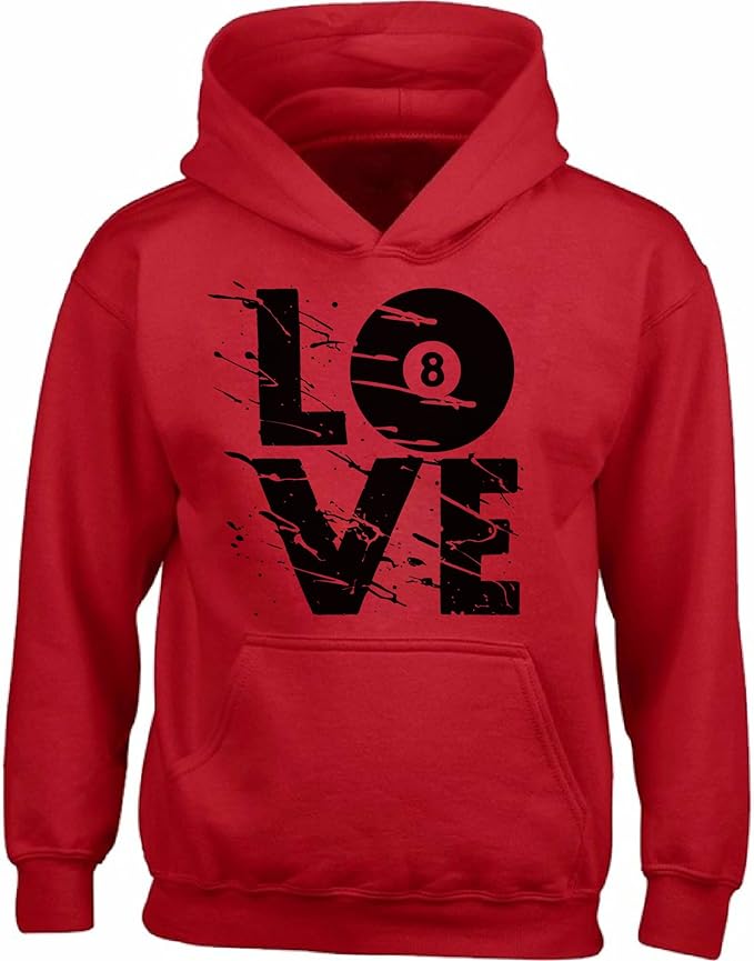 Vizor Unisex Distressed Love Billiards Hoodie Sweatshirt for Billiard Party Ball 8